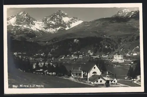 AK St. Moritz, Meierei mit Piz Albana und Julier