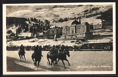 AK St. Moritz, Pferderennen auf dem zugefrorenen St. Moritzersee