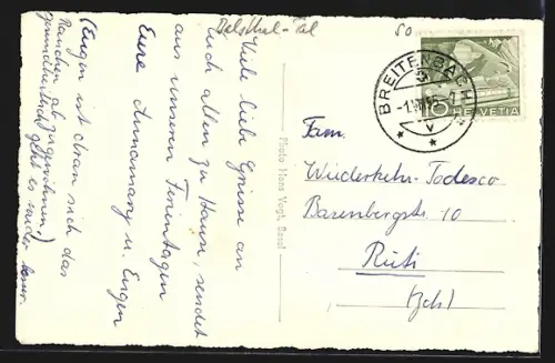 AK Ramiswil, Ortsansicht mit Berner Alpen, Restaurant Alpenblick