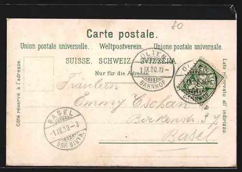 Lithographie Olten, Teilansicht mit Kirche