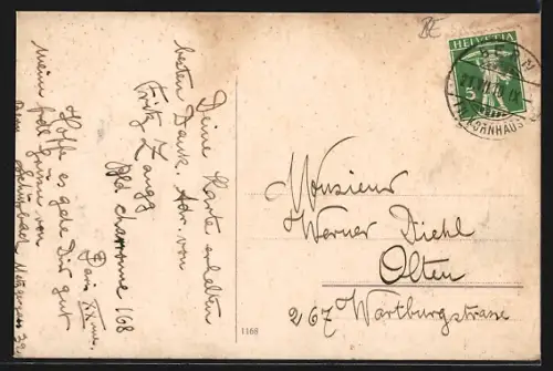 AK Wengen, Kühe vor einer Alphütte