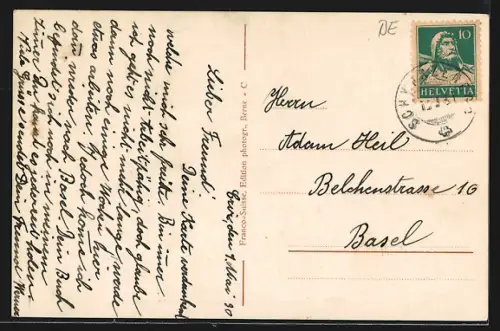 AK Unterlangenegg, Panorama mit Strassenpartie