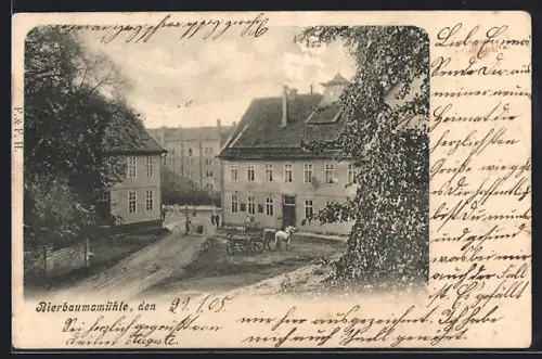 AK Bierbaumsmühle, Strassenpartie mit Pferdewagen