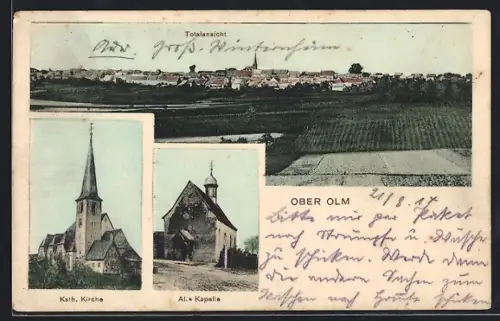 AK Ober-Olm, Totalansicht, Katholische Kirche, Alte Kapelle