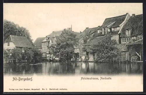 AK Hamburg-Bergedorf, Holstenstrasse vom Wasser gesehen, Nordseite