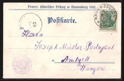 Lithographie Ravensburg, Project. historischer Festzug 1902, Mittelalterliche Zünfte