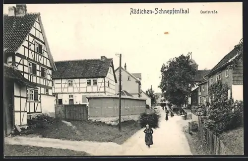 AK Rödichen-Schnepfenthal, Partie in der Dorfstrasse