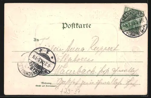 Passepartout-Lithographie Frankfurt-Westend, Palmengarten, Wappen