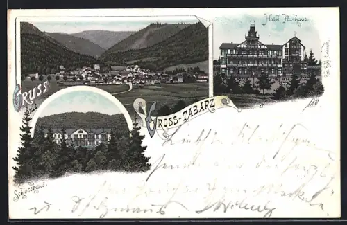Lithographie Gross-Tabarz, Hotel Kurhaus und Schiesshaus