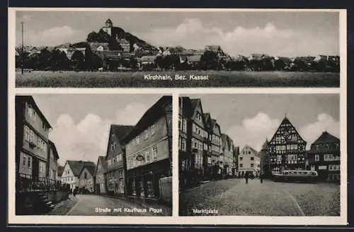 AK Kirchhain /Bez. Kassel, Strasse mit Kaufhaus Figge, Marktplatz