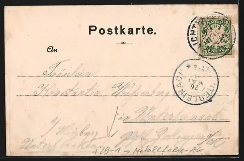 Metallfolie-AK Vierzehnheiligen, Kirche, Rathaus, Schloss Banz