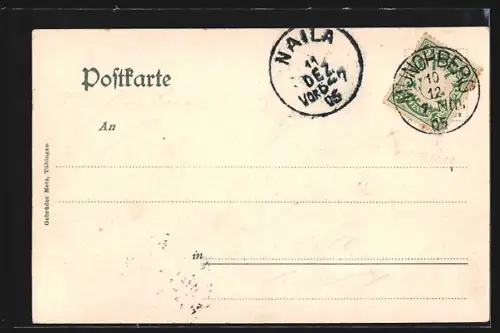 AK Münchberg, Innere Bahnhofstrasse mit Kirche