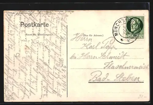 Passepartout-AK Münchberg, Stadtpark Münchberg Gustav Hegenberger mit Schulhaus und künstlichem Berg