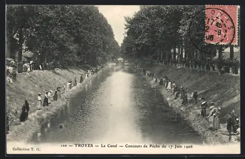 AK Troyes, Le Canal, Concours de Pêche du 17 Juin 1906