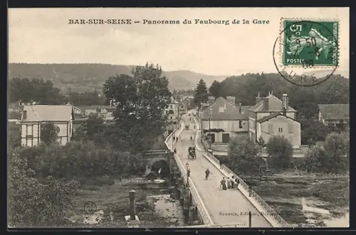 AK Bar-sur-Seine, Panorama du Faubourg de la Gare