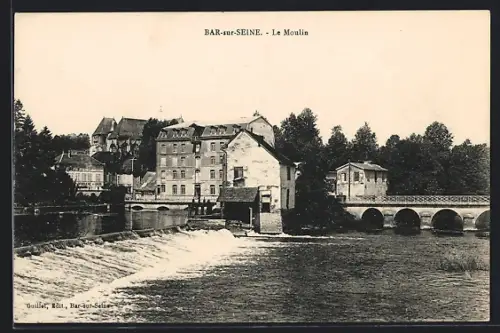 AK Bar-sur-Seine, Le Moulin et le pont sur la rivière