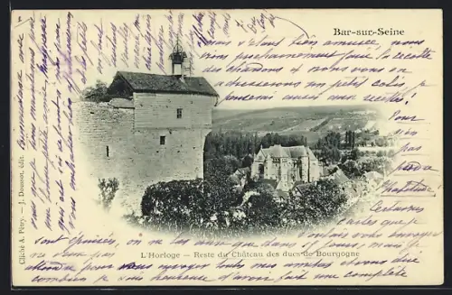 AK Bar-sur-Seine, L`Horloge, Reste du Château des ducs de Bourgogne