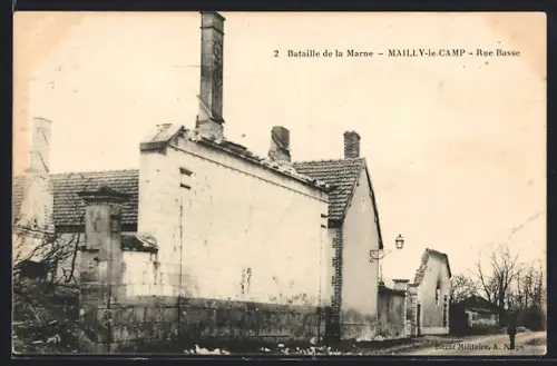 AK Mailly-le-Camp, Bataille de la Marne, Rue Basse