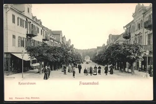 AK Franzensbad, Kaiserstrasse mit Anwohnern