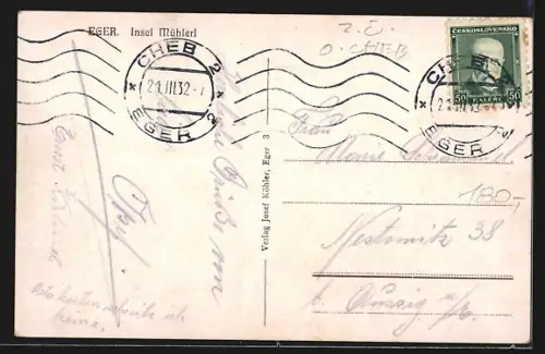 AK Eger, Gasthof Insel Mühlerl