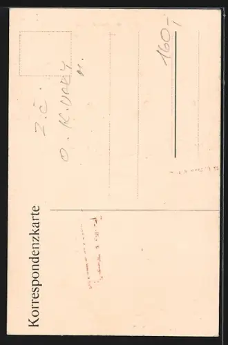 Künstler-AK Karlsbad, Blick nach Cafe Kaiserpark