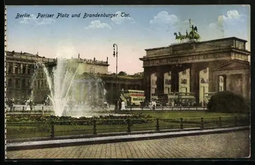AK Berlin, Pariser Platz und Brandenburger Tor