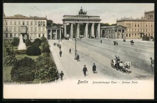 AK Berlin, Brandenburger Tor und Pariser Platz