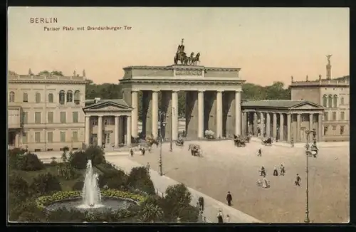 AK Berlin, Pariser Platz und Brandenburger Tor