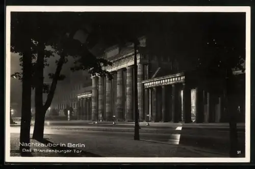 AK Berlin, Nachtzauber, Das Brandenburger Tor