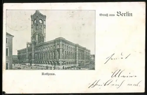 AK Berlin, Rathaus mit Strassenpartie