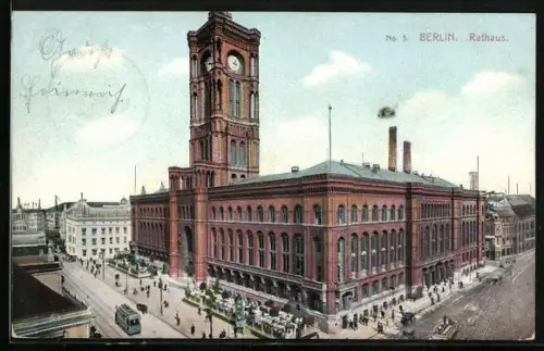 AK Berlin, Rathaus aus der Vogelschau