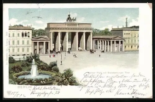 AK Berlin, Pariser Platz mit Brandenburger Tor
