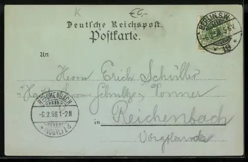 Mondschein-AK Berlin, Brandenburger Tor v. d. Linden gesehen im Winter