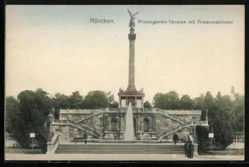 AK München, Prinzregenten-Terrasse mit Friedensdenkmal