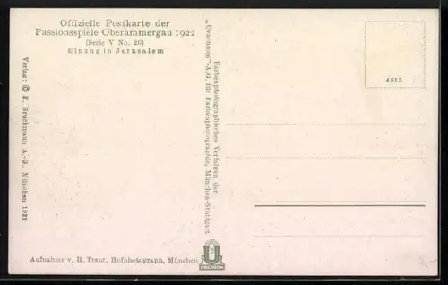 AK Oberammergau, Passionsspiele, 1922, Einzug in Jerusalem