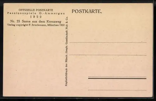 AK Passionsspiele Oberammergau 1922, Szene aus dem Kreuzweg