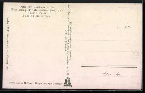 AK Oberammergau, Passionsspiele 1922, Hohe Ratsmitglieder