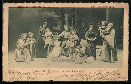 AK Oberammergau, Passionsspiele 1900, Offizielle AK No. 2, Lasset die Kindlein zu mir kommen