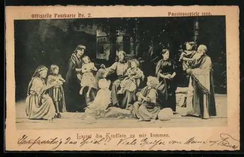 AK Oberammergau, Passionsspiele 1900, Lasset die Kindlein zu mir kommen