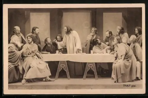 AK Passionsspiele Oberammergau 1922, Abendmahlsszene