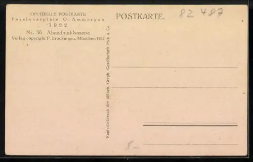 AK Passionsspiele Oberammergau 1922, Abendmahlsszene