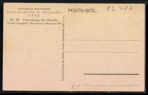 AK Passionsspiele Oberammergau 1922, Vertreibung der Händler