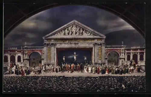 AK Oberammergau, Passionsspiele, Bühne und Zuschauerraum