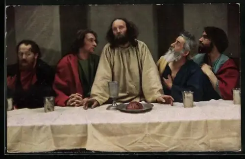 AK Oberammergau, Abendmahlszene bei den Passionsspielen 1922