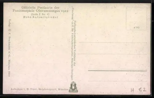 AK Oberammergau, Passionsspiele 1922, Hohe Ratsmitglieder