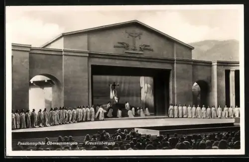 AK Oberammergau, Passionsspiele 1930 mit der Kreuzanbetungs-Szene
