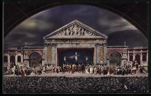 AK Oberammergau, Passionsspiele, Die Kreuzigung