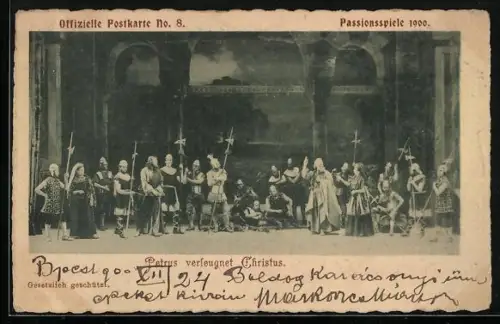AK Oberammergau, Passionsspiele 1900, Petrus verleugnet Christus