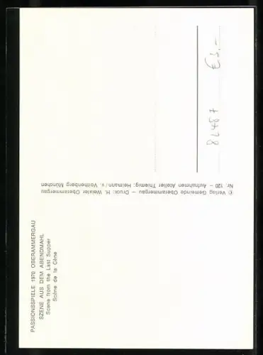 AK Oberammergau, Passionsspiele 1970, Szene aus dem Abendmahl