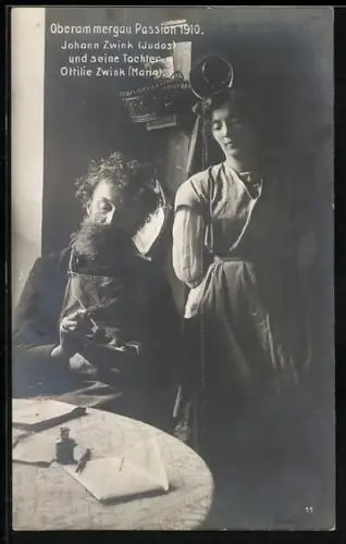 AK Oberammergau, Passionsspiele 1910, Judas und seine Tochter